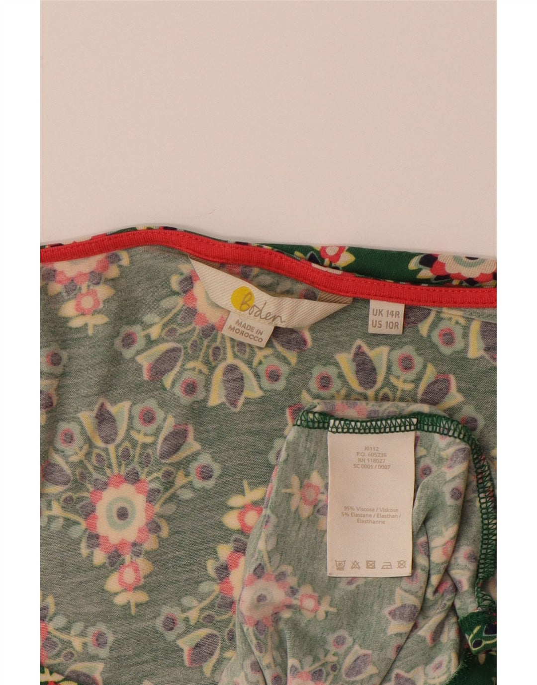 BODEN ženska haljina A-kroja 3/4 rukava UK 14 Velika zelena cvjetna viskoza