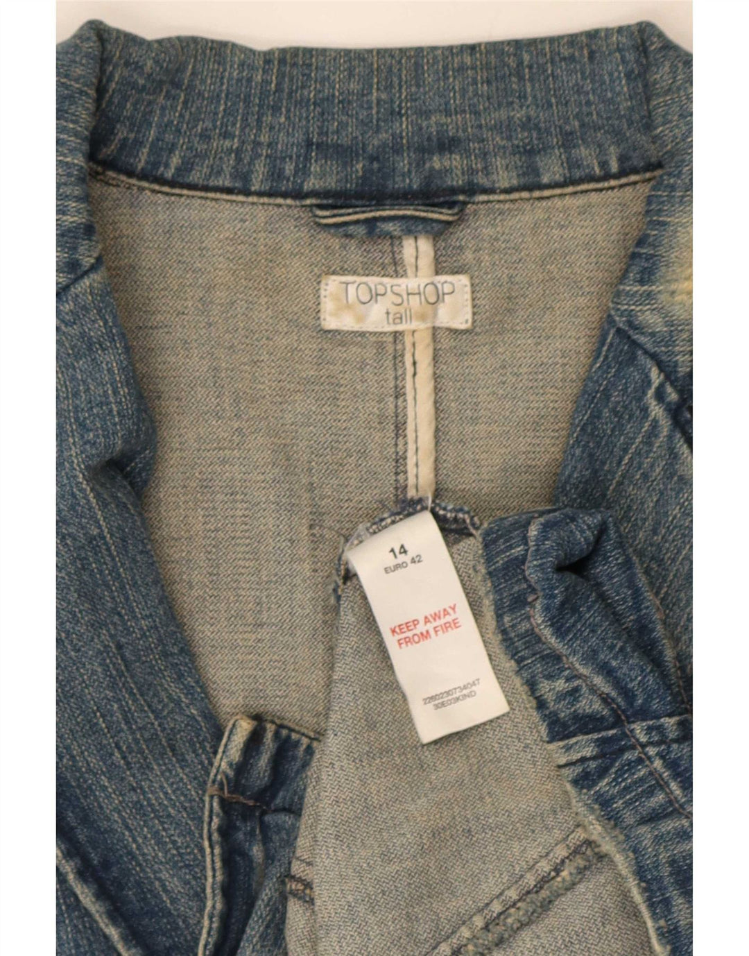 Topshop ženska traper jakna s 2 gumba UK 14 srednje plavi pamuk