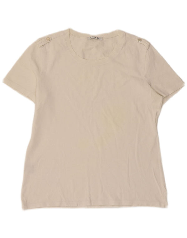 Lacoste Womens T-Shirt Top Size 42 Large White Cotton
