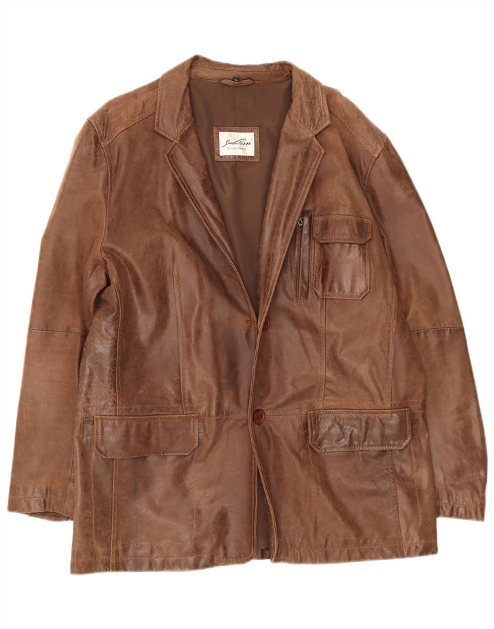 Vintage muška kožna jakna sa 2 gumba IT 54 2XL smeđa
