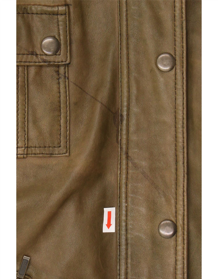 VINTAGE Womens Leather Jacket UK 18 XL Green Lambskin Vintage Vintage and Second-Hand Vintage from Messina Hembry 