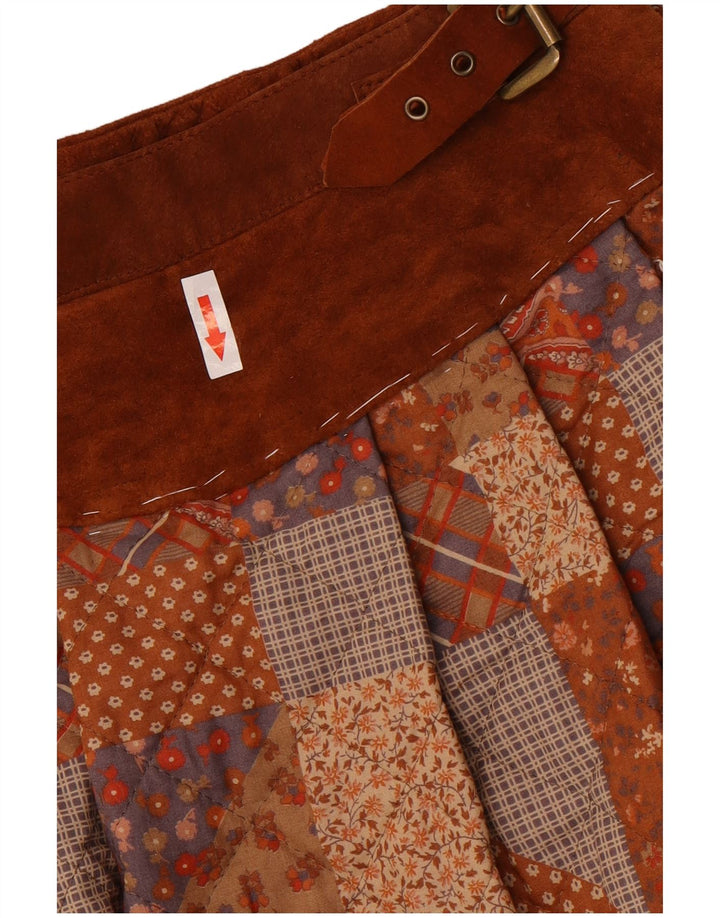 Sportmax ženska lepršava suknja UK 12 Srednji W24 smeđi patchwork poliester