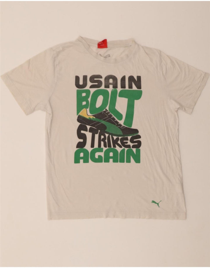 PUMA Mens Graphic T-Shirt Top Medium White Cotton Vintage Puma and Second-Hand Puma from Messina Hembry 