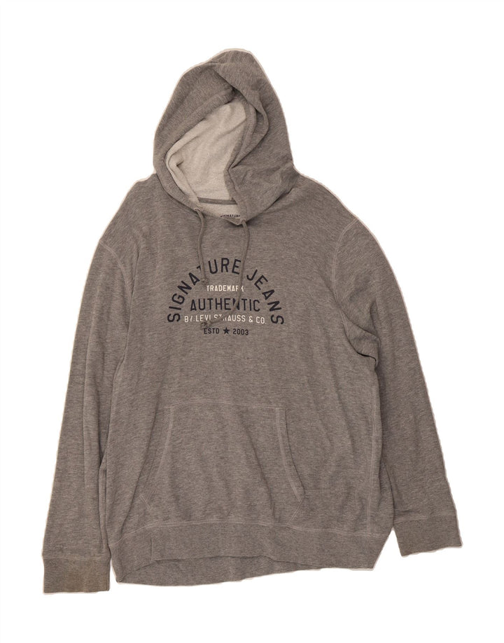 LEVI'S Mens Graphic Hoodie Jumper XL Grey Vintage Levi's and Second-Hand Levi's from Messina Hembry 