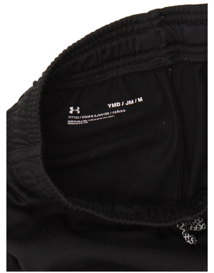 UNDER ARMOUR Boys Fitted Tracksuit Trousers 9-10 Years Medium Black