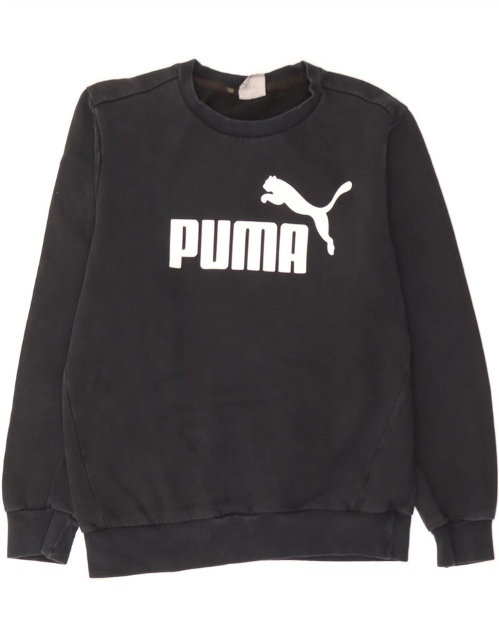 PUMA Mens Graphic Sweatshirt Jumper Small Navy Blue Cotton Vintage Puma and Second-Hand Puma from Messina Hembry 
