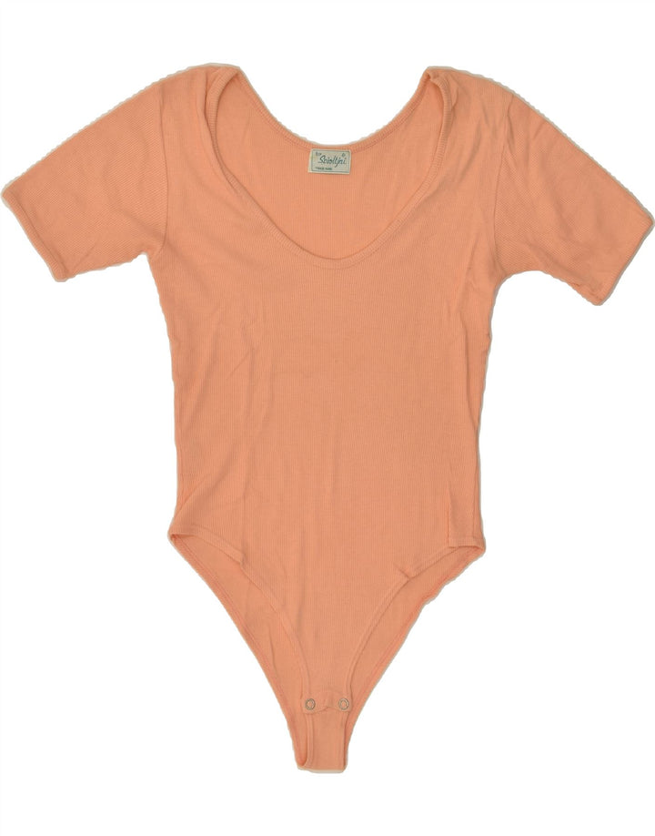 VINTAGE Womens Bodysuit UK 12 Medium Orange | Vintage Vintage | Thrift | Second-Hand Vintage | Used Clothing | Messina Hembry 