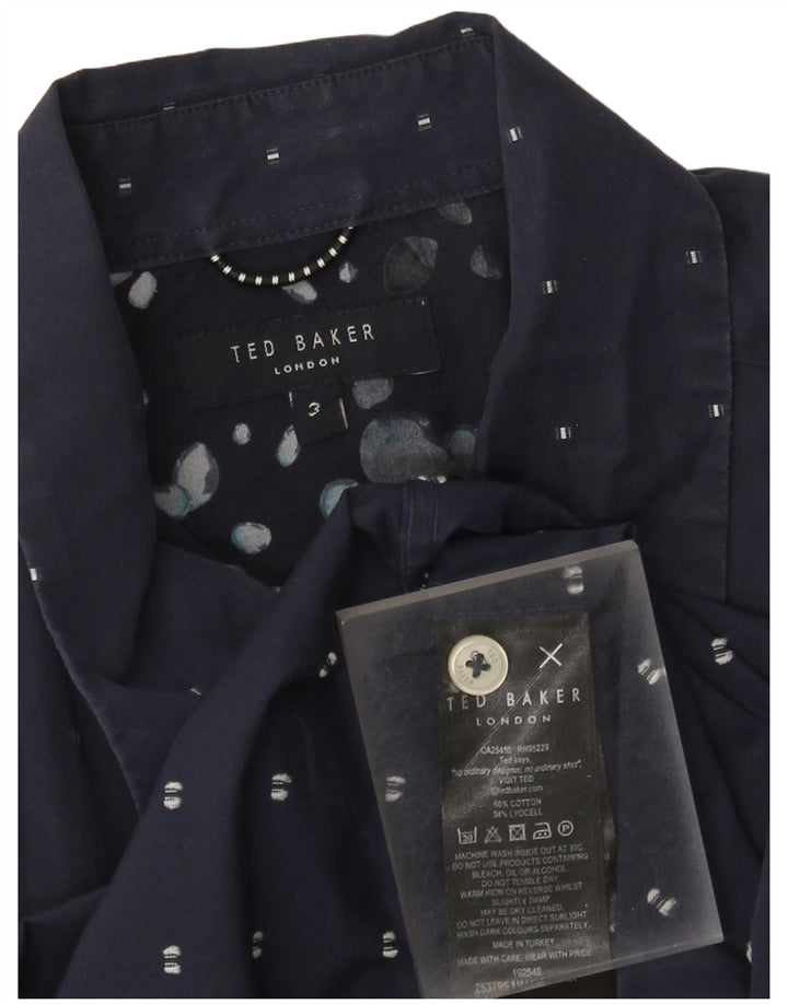 Ted Baker muška košulja kratkih rukava veličina 3 srednje mornarskoplava geometrijska pamuk