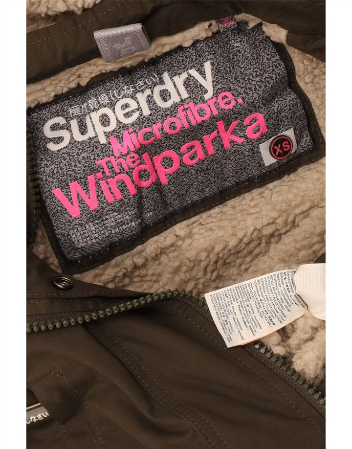 Superdry ženska jakna s kapuljačom Windparka UK 6 XS zeleni poliester