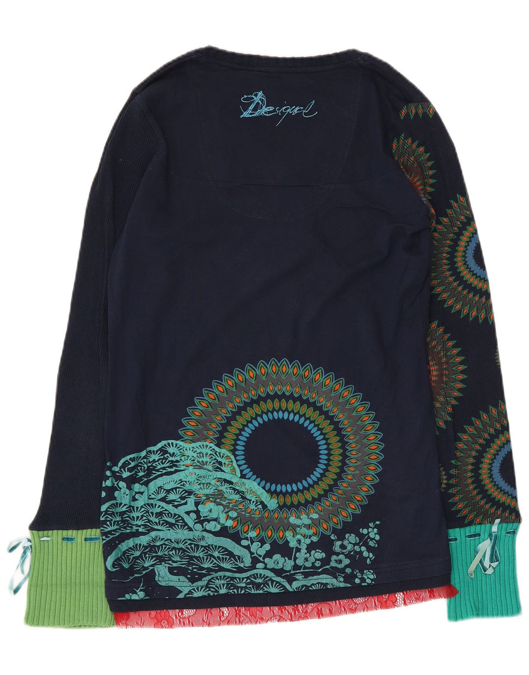 Desigual ženska majica dugih rukava s grafikom UK 12 srednje tamnoplave geometrije