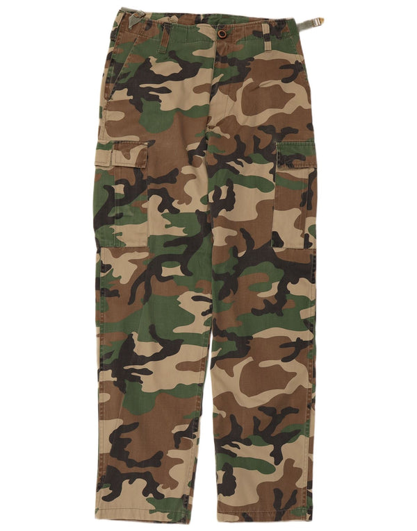 VINTAGE muške kargo hlače srednje veličine W32 L31 kaki kamuflažni poliester