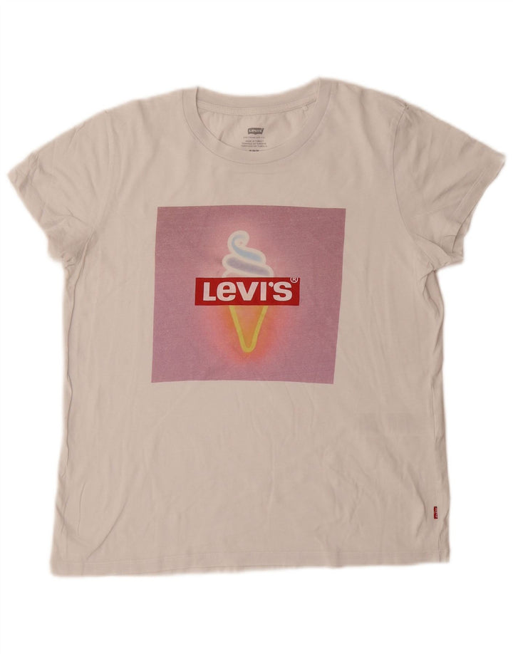 LEVI'S Ženska majica kratkih rukava s grafičkim motivima UK 12 Srednje bijeli pamuk