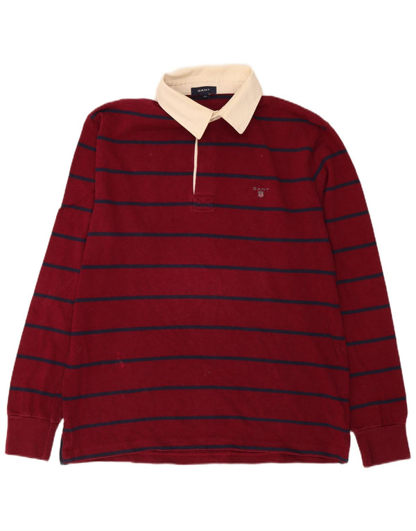 Gant muška ragbi polo majica dugih rukava 2XL bordo prugasti pamuk