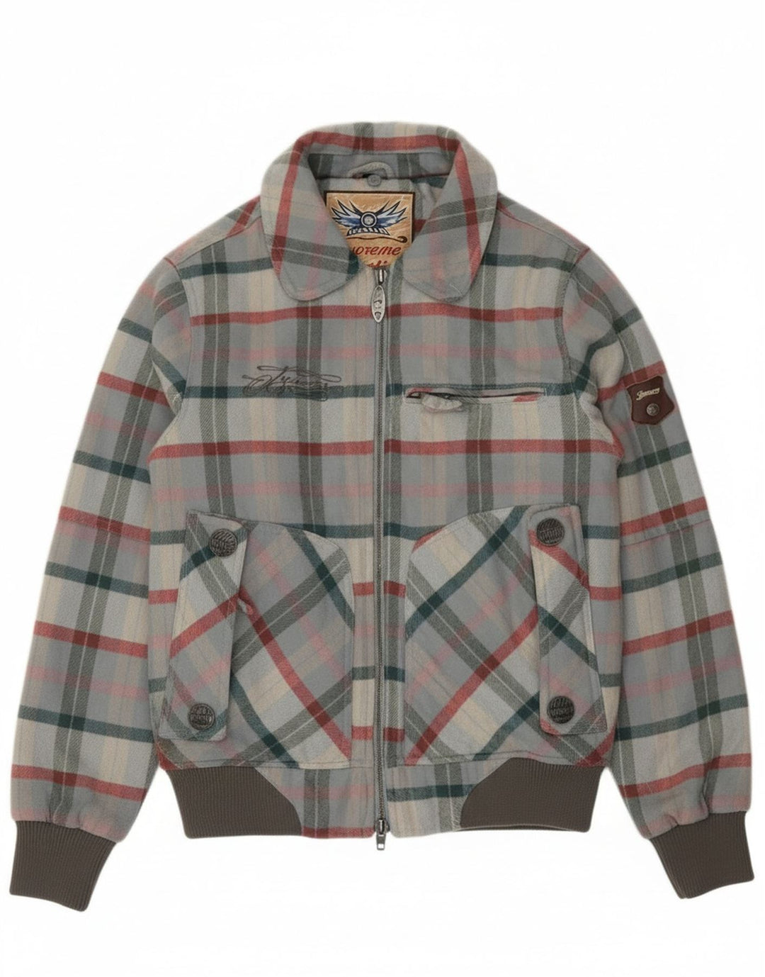 Iguana muška bomber jakna UK 34 XS siva karirana vuna