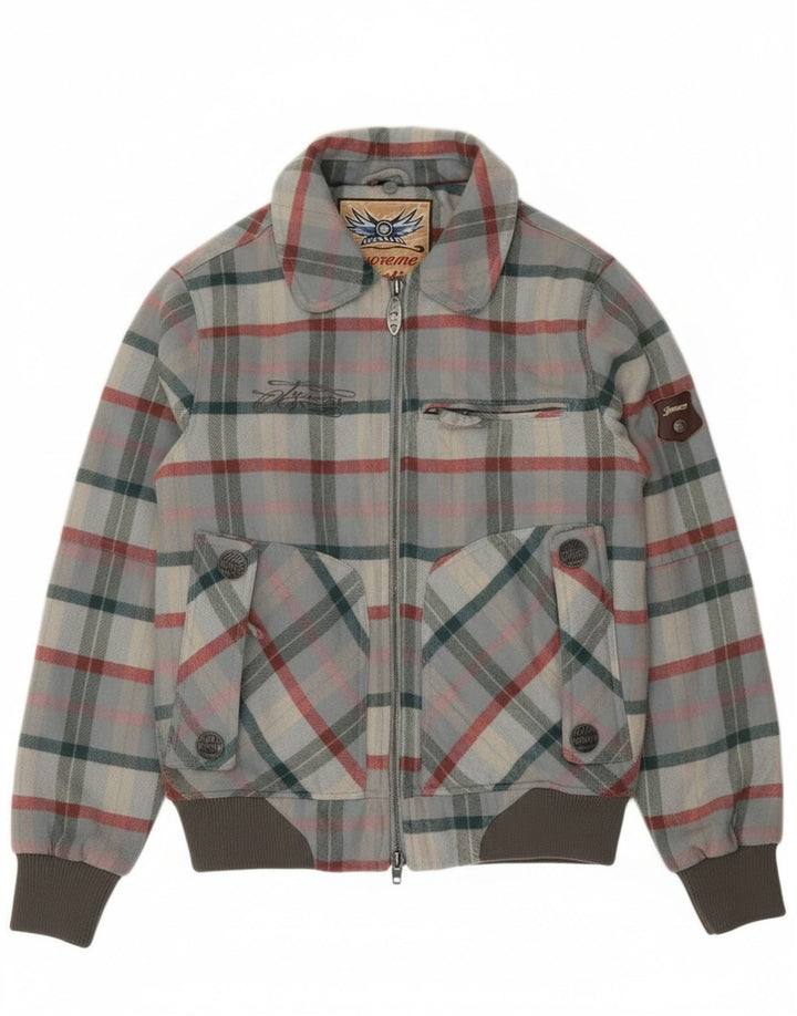 Iguana muška bomber jakna UK 34 XS siva karirana vuna