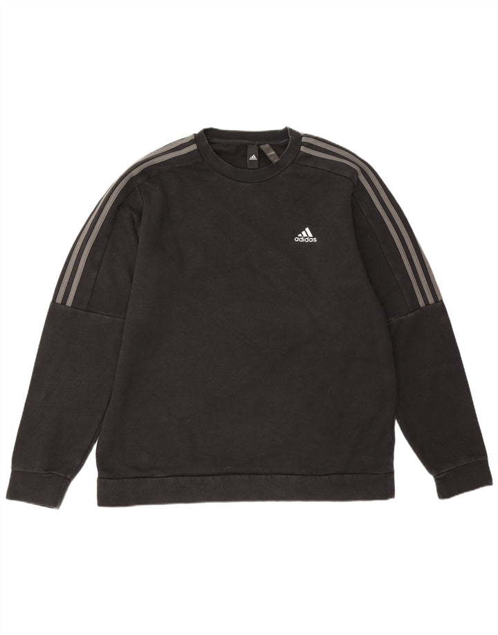 Veliki crni pamučni muški džemper Adidas