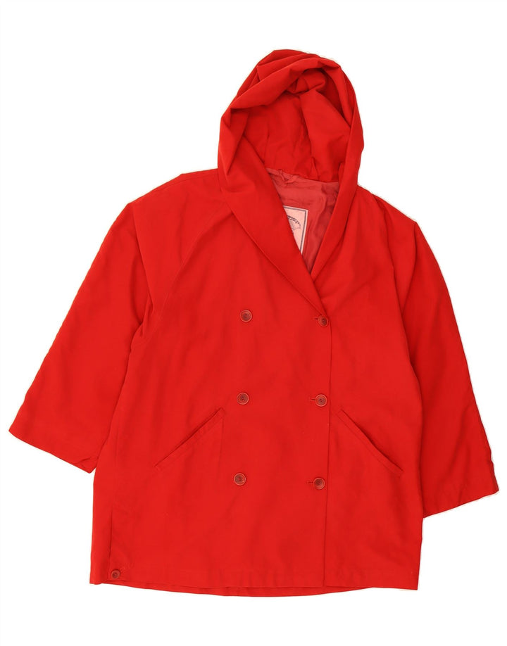 PRISMA Womens Hooded Double Breasted Coat UK 10 Small  Red Vintage Prisma and Second-Hand Prisma from Messina Hembry 