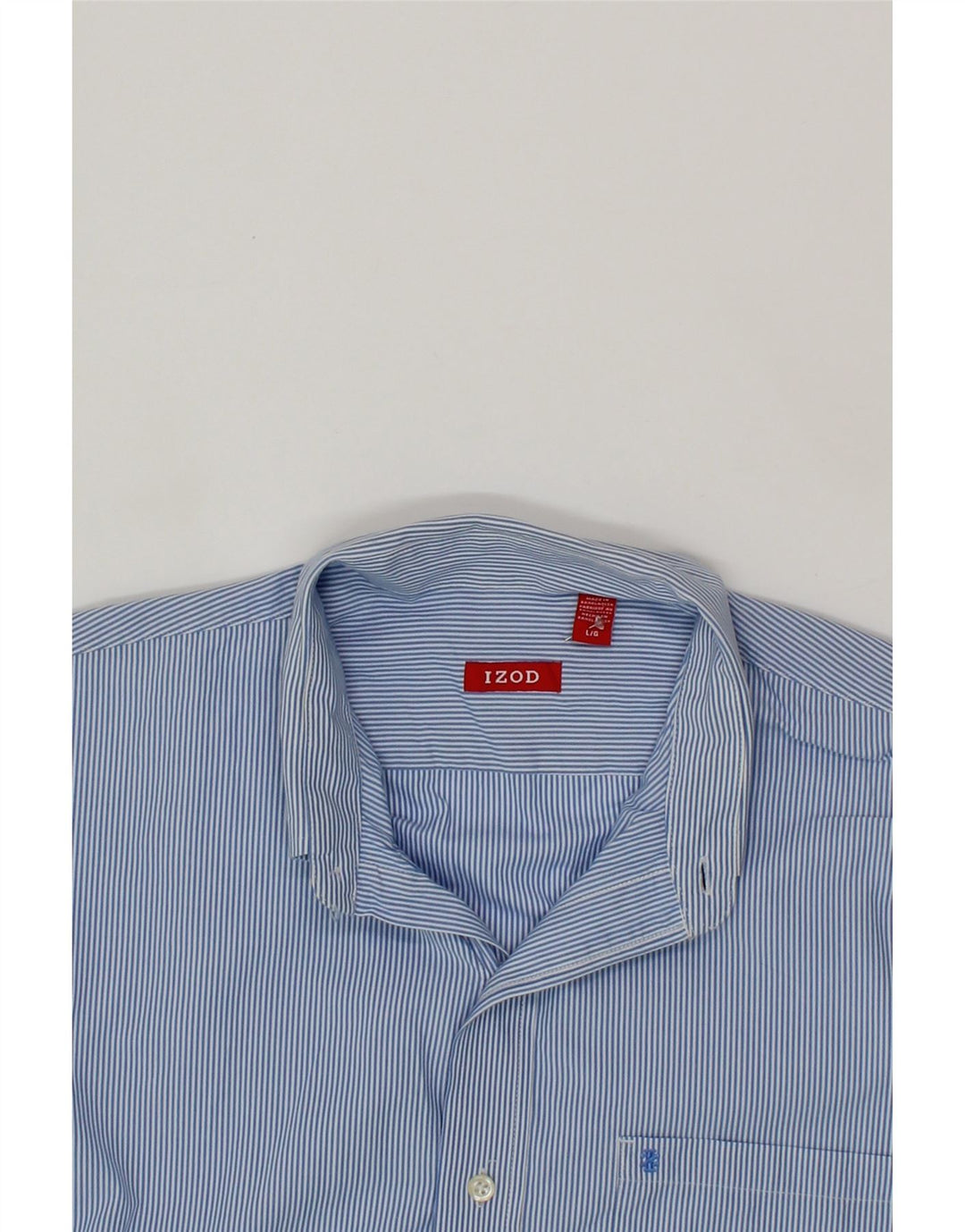 IZOD Mens Shirt Large Blue Pinstripe Cotton Vintage Izod and Second-Hand Izod from Messina Hembry 