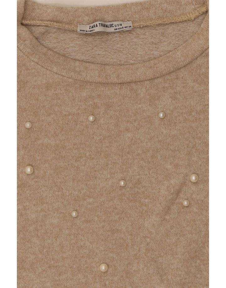 Zara Ženska prevelika bluza Trafaluc Top UK 10 Small Beige Spotted