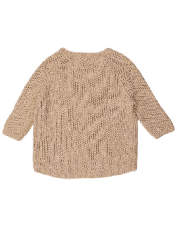 Fat Face ženski džemper s 3/4 rukavima s veznim izrezom UK 10 Small Off White