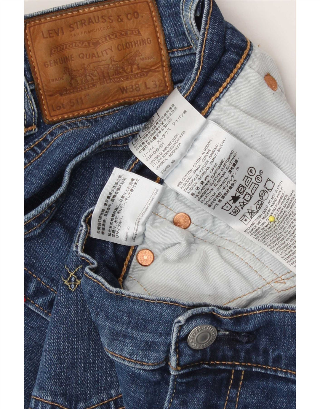 Levi's muške 511 uske traperice W38 L32 plavi pamuk