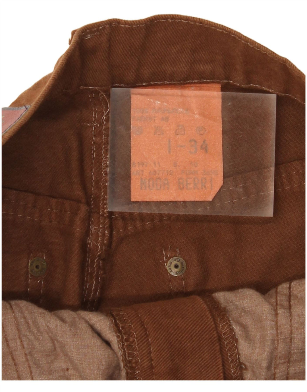 BERRI Muške traperice visokog struka W34 L34 Smeđi pamuk