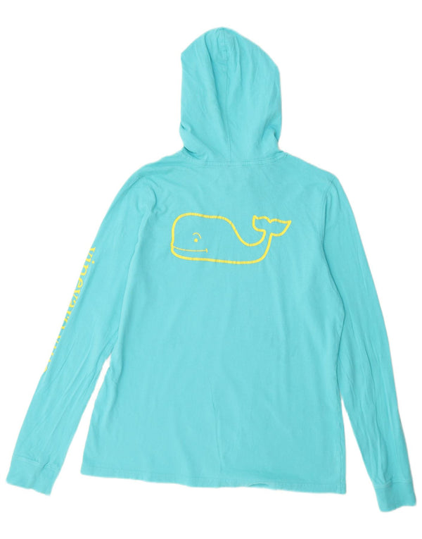VINEYARD VINES Womens Hooded Graphic Top Long Sleeve UK 10 Small Blue