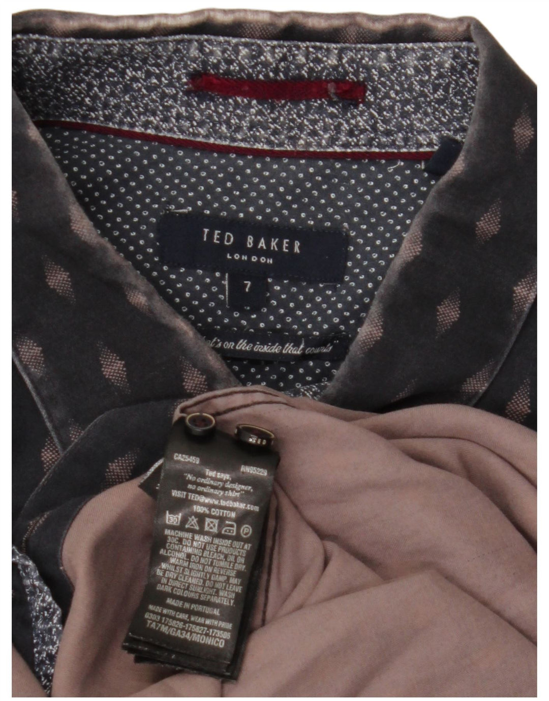 TED BAKER Muška košulja veličina 7 3XL tamnoplavi geometrijski pamuk