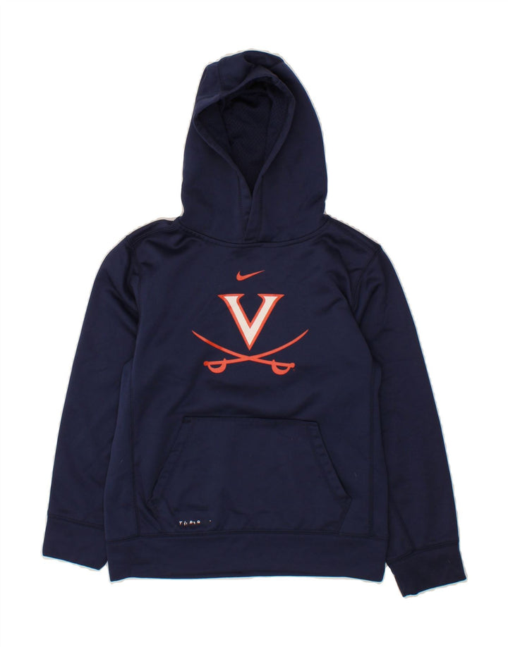 NIKE Boys Graphic Hoodie Jumper 10-11 Years Medium  Navy Blue Polyester Vintage Nike and Second-Hand Nike from Messina Hembry 