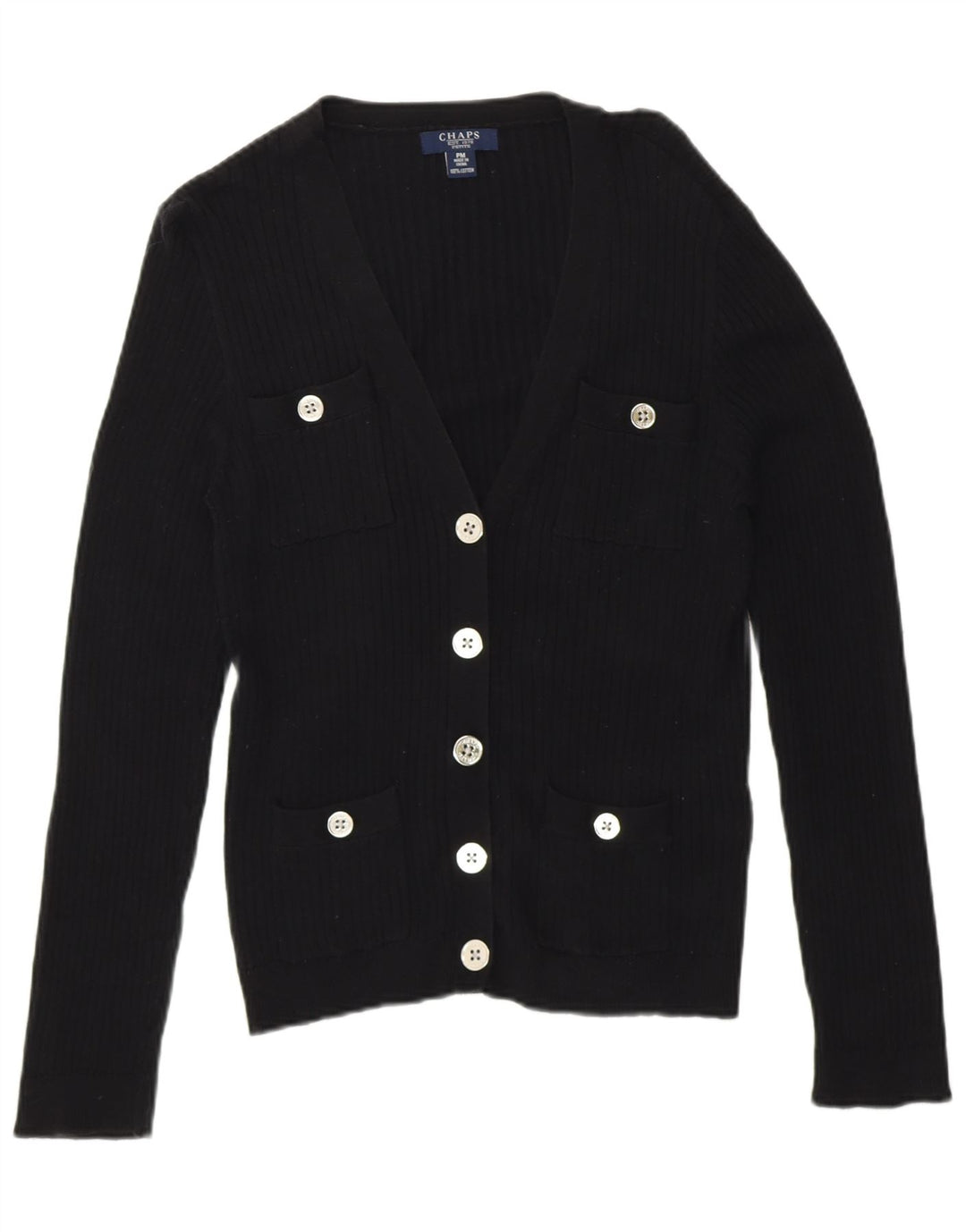 Chaps ženski džemper Petite UK 14 Srednji crni pamuk