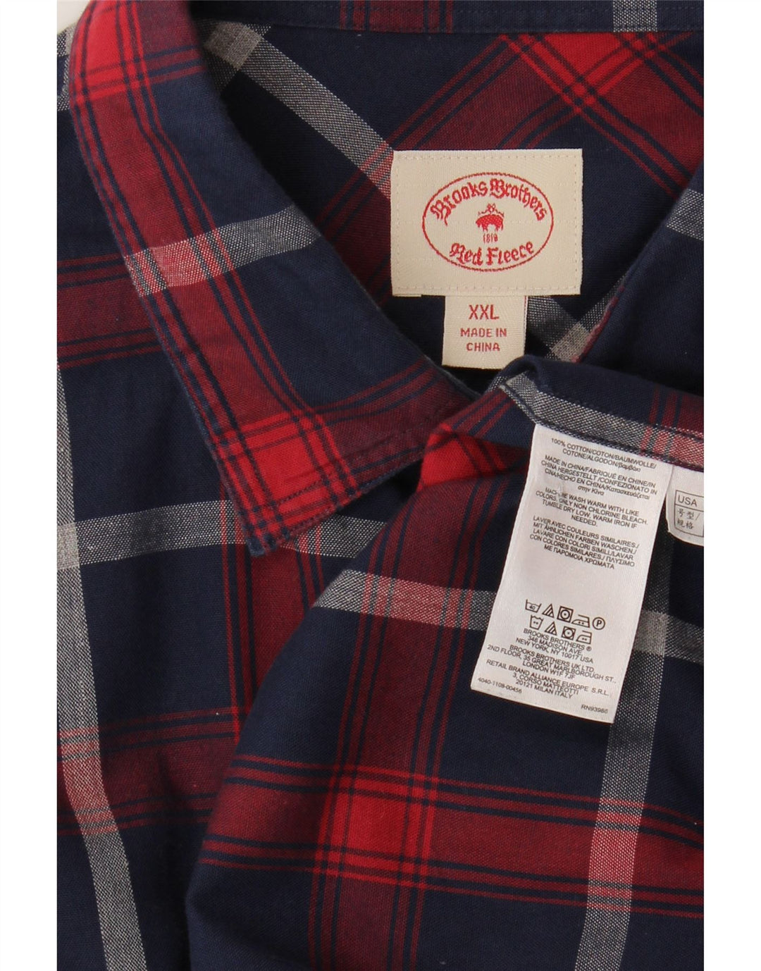 Brooks Brothers muška košulja 2XL tamnoplavi karirani pamuk