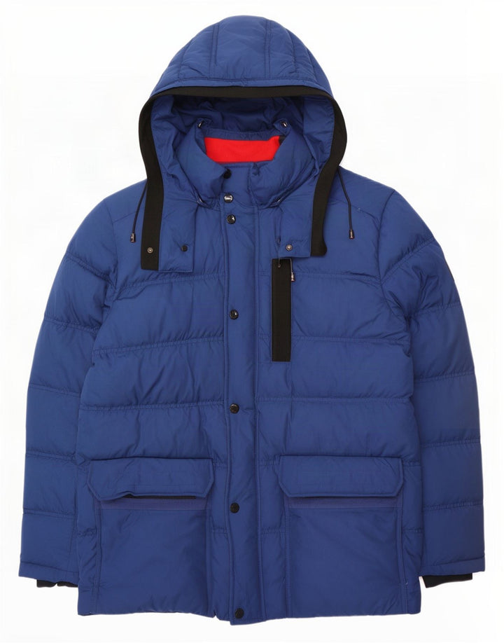 Tommy Hilfiger muška podstavljena jakna s kapuljačom UK 40 veliki plavi poliester