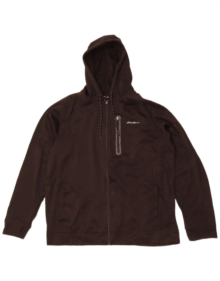 Eddie Bauer muški pulover s kapuljačom s patentnim zatvaračem XL crni poliester