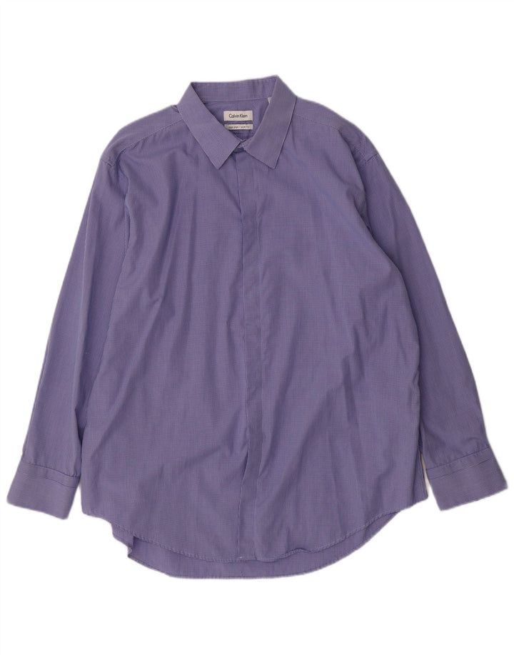 CALVIN KLEIN muška uska košulja veličina 17 1/2 XL plavi karirani pamuk