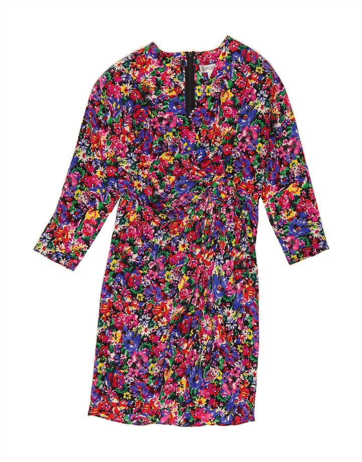 ARGENTI Womens 3/4 Sleeve Sheath Dress US 6 Medium Multicoloured Floral Vintage Argenti and Second-Hand Argenti from Messina Hembry 