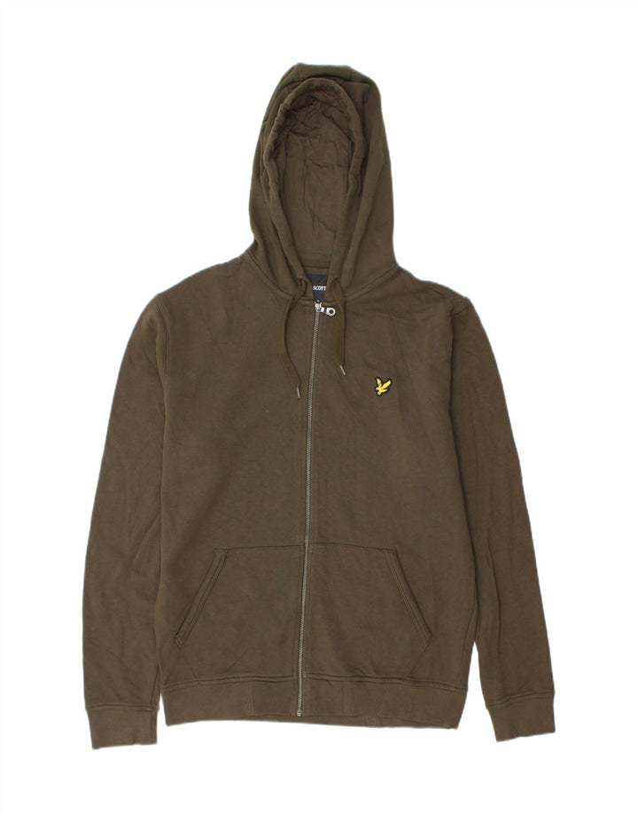 Lyle & Scott muški pulover s kapuljačom na patentni zatvarač, srednji kaki pamuk