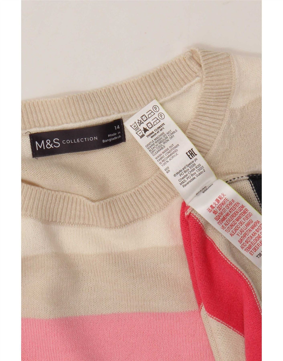 Marks & Spencer ženski džemper s veznim izrezom UK 14 Veliki višebojni
