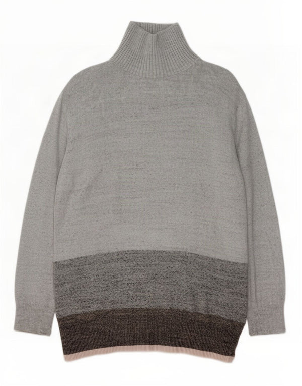 Gap Womens Turtle Neck Jumper Sweater UK 18 XL Grey Colourblock Cotton