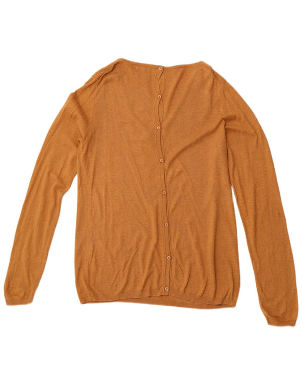 MASSIMO DUTTI Ženski džemper s V-izrezom UK 14 Veliki smeđi pamuk