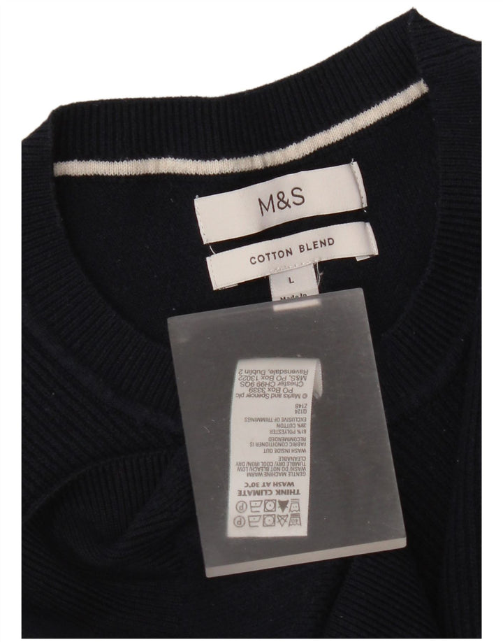 Marks & Spencer muški džemper s okruglim izrezom, veliki tamnoplavi poliester