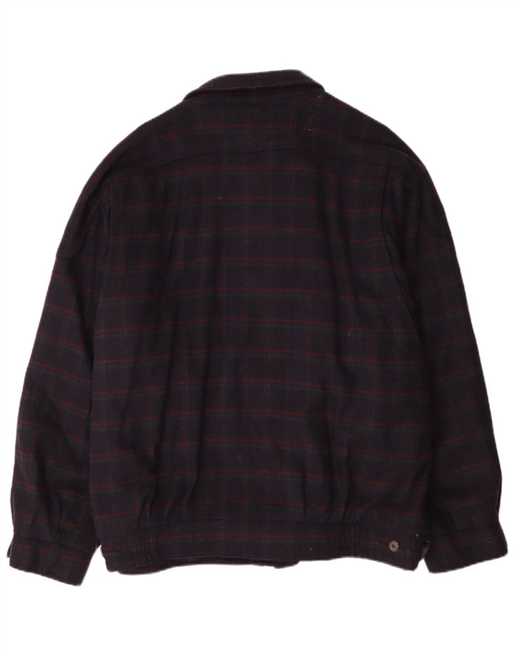 BUSCH muška bomber jakna UK 42 XL tamnoplava karirana vuna