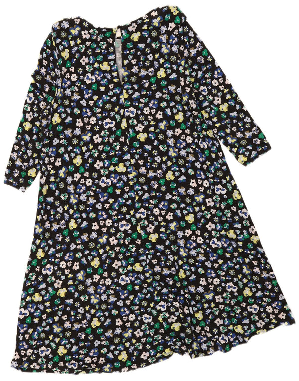 Marks & Spencer ženska haljina A-kroja 3/4 rukava UK 18 XL crna cvjetna