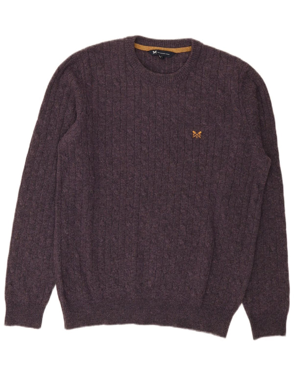 Crew Clothing Muški džemper s ovratnikom, velika ljubičasta janjeća vuna