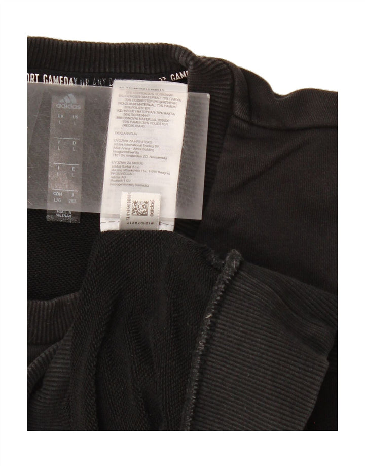 ADIDAS Mens Graphic Sweatshirt Jumper Large Black Cotton Vintage Adidas and Second-Hand Adidas from Messina Hembry 