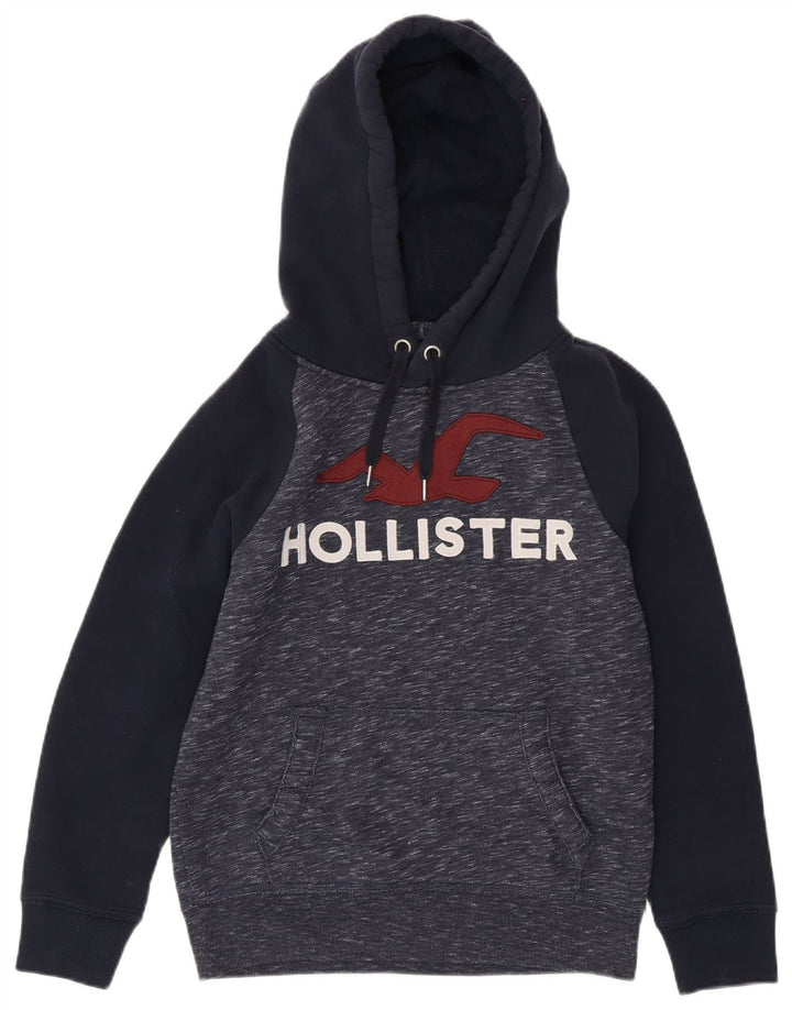HOLLISTER Muška majica s kapuljačom s grafičkim motivima XS tamnoplavi pamuk u blokovima boja