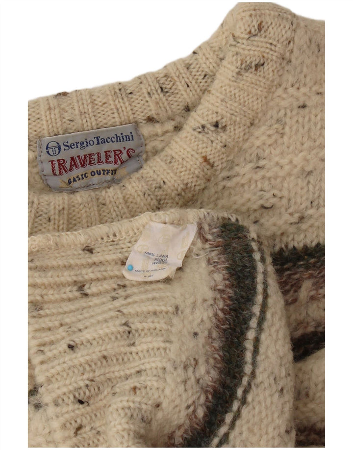 SERGIO TACCHINI Ženski pulover s okruglim izrezom UK 16 Veliki bež na pruge