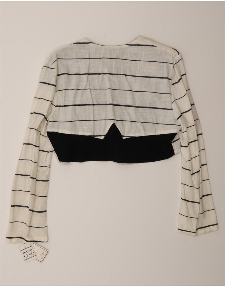 Vintage ženski bolero sako s dvostrukim kopčanjem IT 44 srednje bijele pruge