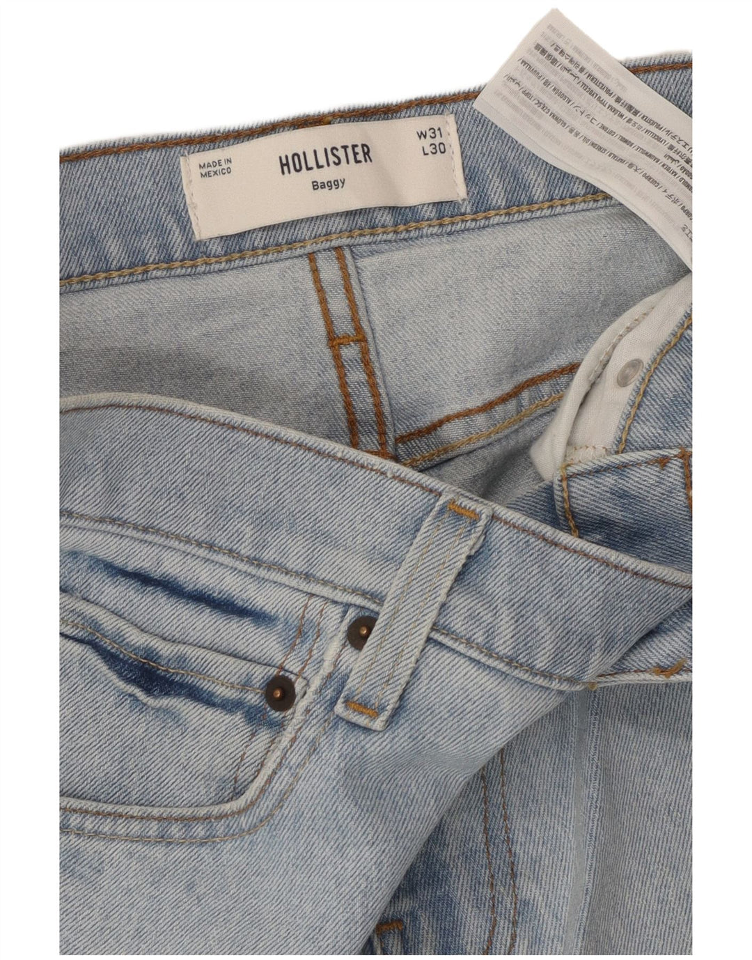 HOLLISTER Muške široke široke traperice W31 L30 Plavi pamuk