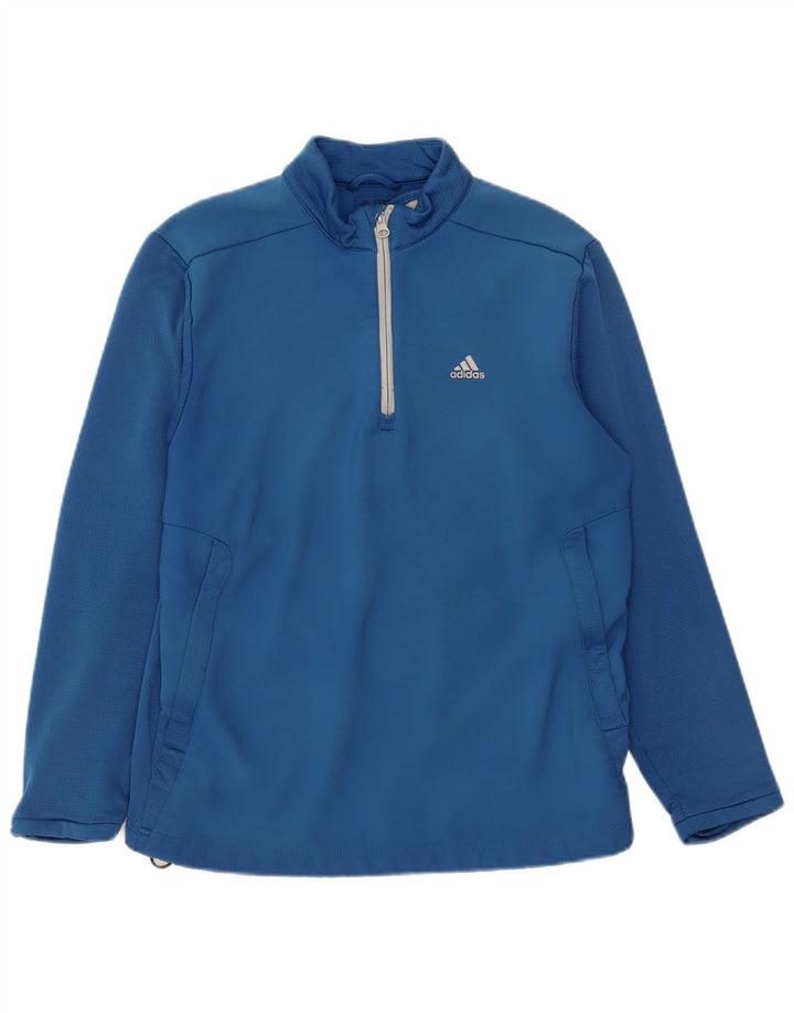 Adidas muška majica s izrezom s patentnim zatvaračem, mali plavi poliester
