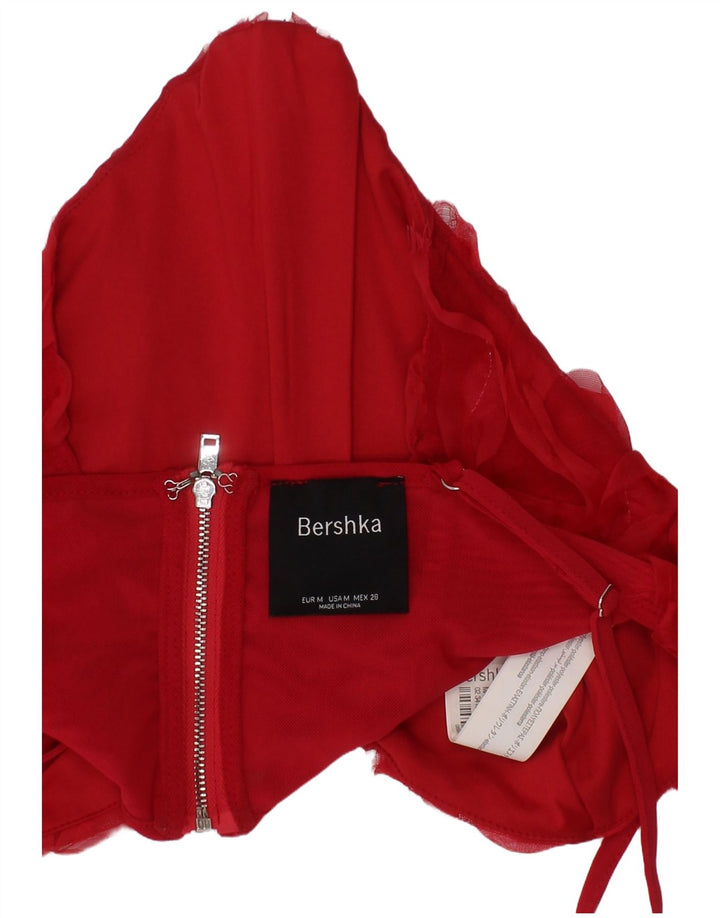 Bershka ženski kratki korzet, srednji crveni festival od poliestera
